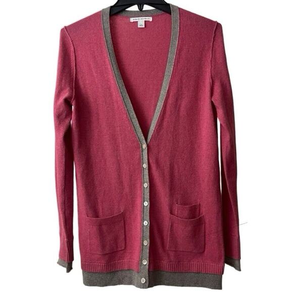 Banana Republic Cardigan Sweater Womens Size Large Pink Button Up Wool Cashmere - Picture 1 of 12